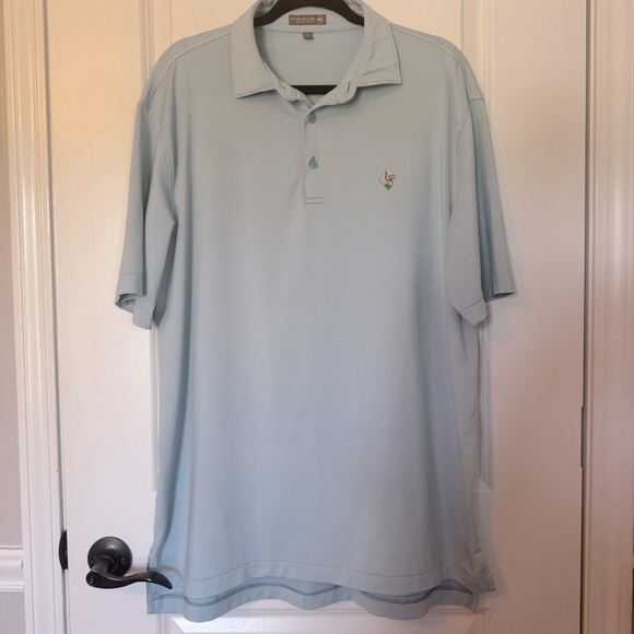 Peter Millar Summer Comfort Soft Blue Striped  Polo Shirt Size Large - Picture 1 of 7